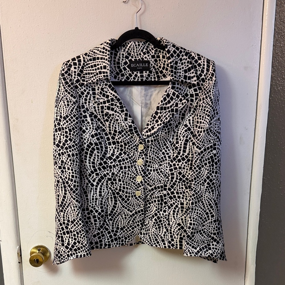 Silk and Cotton Black and White Women's Blazer